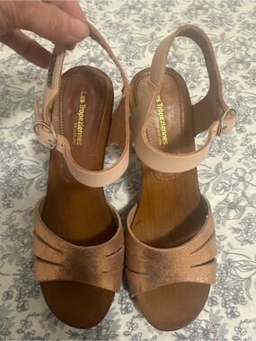 Les Tropeziennes Pink Glitter Slingback Sandals with Ankle Strap